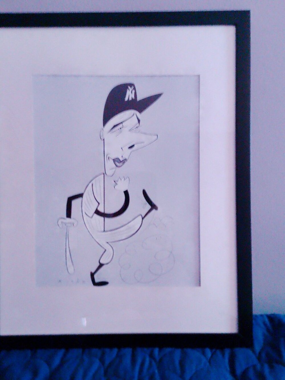 14"x12" caricature of Joe Dimaggio by Risko